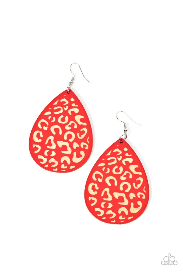 Earrings Paparazzi Accessories Suburban Jungle Red