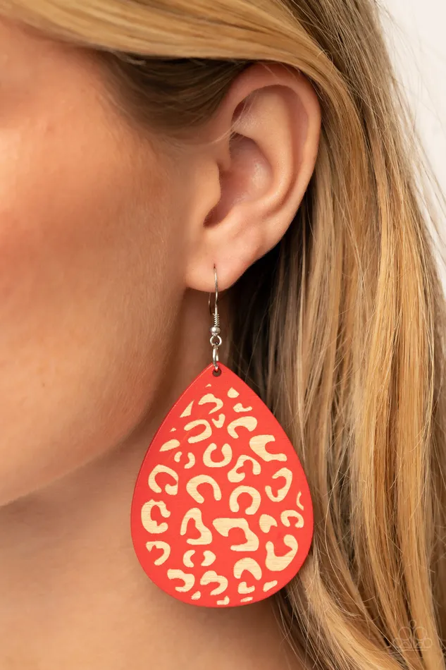 Earrings Paparazzi Accessories Suburban Jungle Red