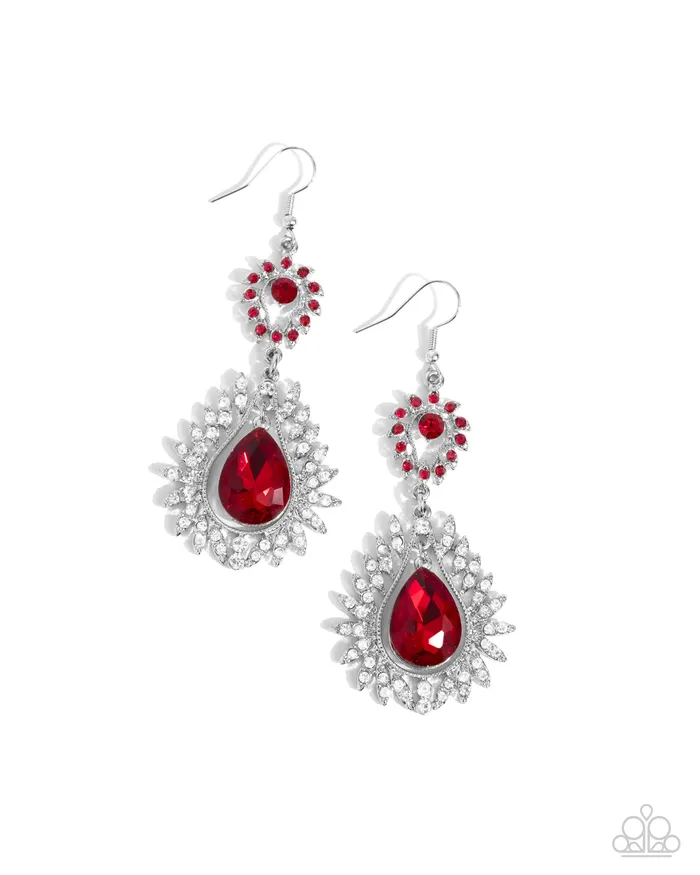 Earrings Paparazzi Accessories Teardrop Traveler Red
