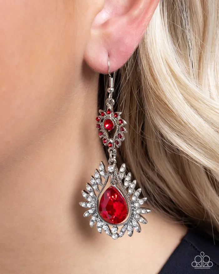Earrings Paparazzi Accessories Teardrop Traveler Red