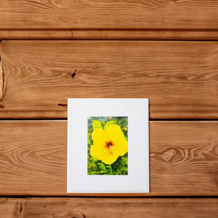 Earrings PCCBUYDIRECT Yellow Hibiscus Matted Print by Antoinette Powell 8 x 10