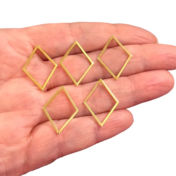 Earrings Peppy Beads 24Kt Gold Plated 24x17mm Rhombus Charms Gold Rhombus Connector Charms 5 pcs in a pack Earrings Peppy Beads 24Kt Gold Plated 24x17mm Rhombus Charms Gold Rhombus Connector Charms 5 pcs in a pack