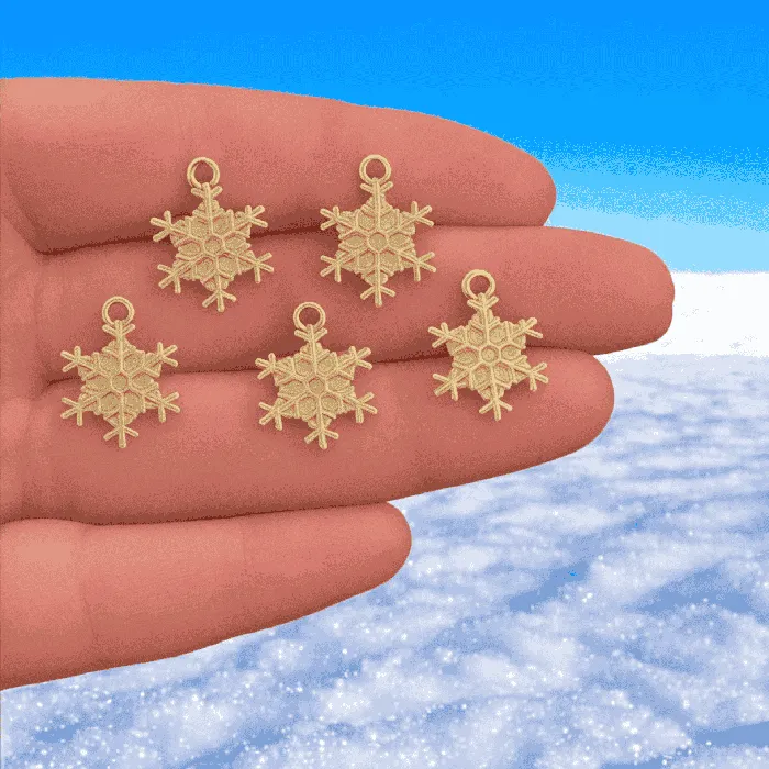 Earrings Peppy Beads 24Kt Gold Plated Christmas Snowflake Charms 5 pcs in a pack Christmas Collection Charms Earrings Peppy Beads 24Kt Gold Plated Christmas Snowflake Charms 5 pcs in a pack Christmas Collection Charms