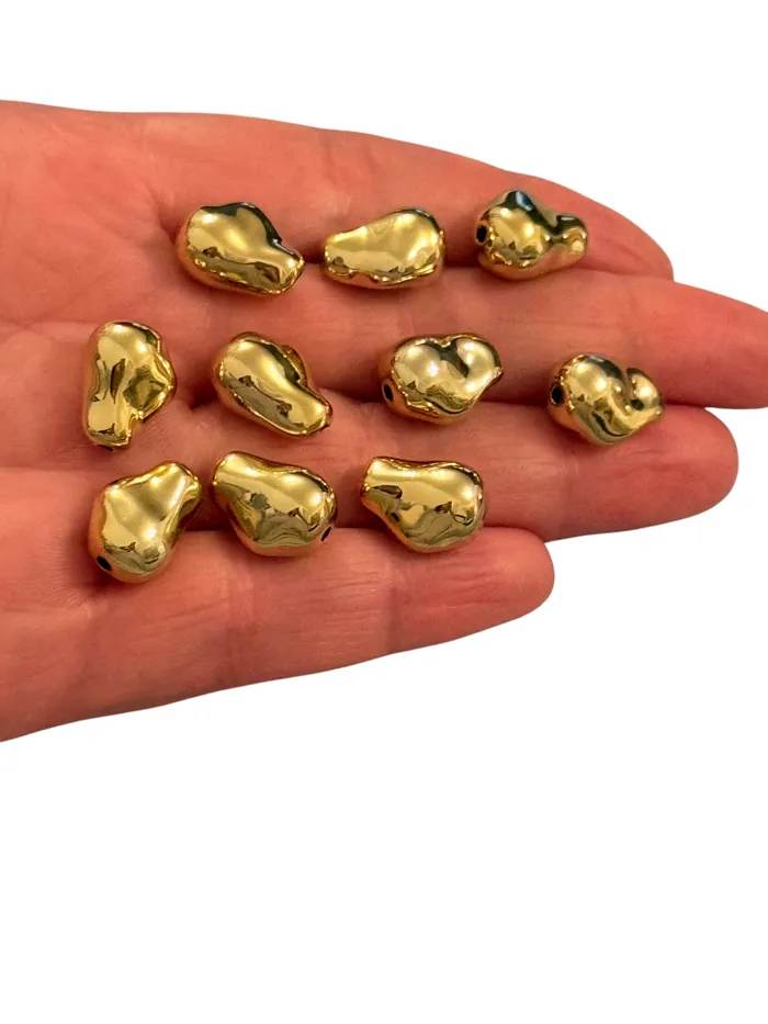 Earrings Peppy Beads 24Kt Gold Plated Large Spacer Charms Spacer Charms with 2mm Horizontal Hole 10 pcs in a pack Earrings Peppy Beads 24Kt Gold Plated Large Spacer Charms Spacer Charms with 2mm Horizontal Hole 10 pcs in a pack