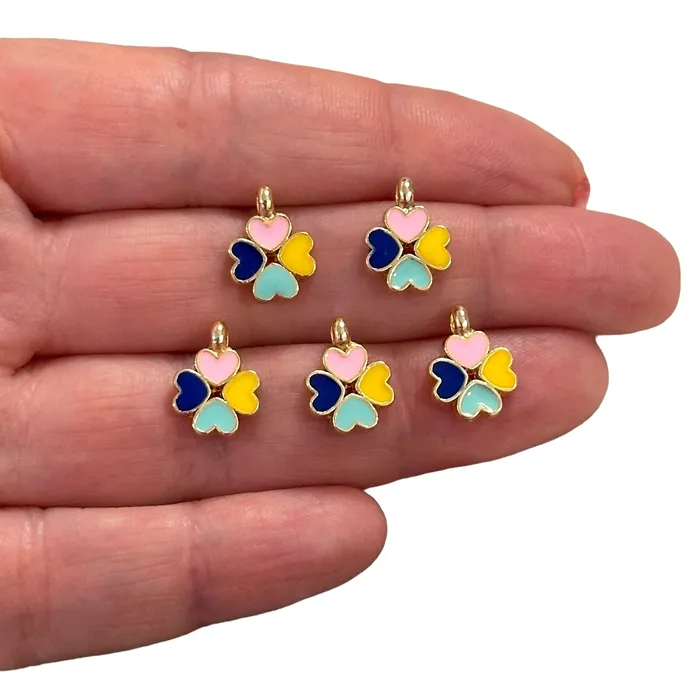 Earrings Peppy Beads 24Kt Gold Plated Multicolor Enamelled Clover Charms 5 pcs in a Pack Earrings Peppy Beads 24Kt Gold Plated Multicolor Enamelled Clover Charms 5 pcs in a Pack