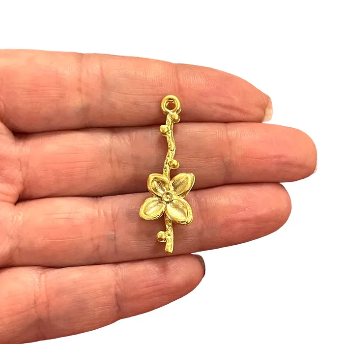 Earrings Peppy Beads 24Kt Matte Gold Plated Flower Charms Gold Flower Charms 3 pcs in a pack Earrings Peppy Beads 24Kt Matte Gold Plated Flower Charms Gold Flower Charms 3 pcs in a pack
