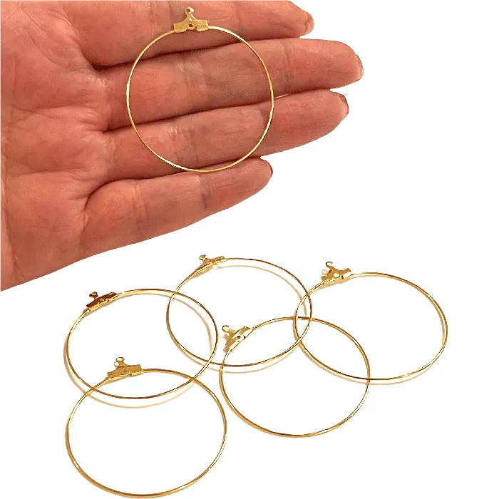 Earrings Peppy Beads 6 Pcs 24Kt Gold Plated Earring Hoops 40mm Gold Plated Earring Earrings Peppy Beads 6 Pcs 24Kt Gold Plated Earring Hoops 40mm Gold Plated Earring