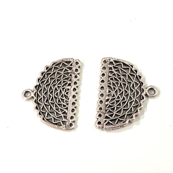 Earrings Peppy Beads Antique Silver Plated Brass Authentic Connector Charms 2 pcs in a pack Earrings Peppy Beads Antique Silver Plated Brass Authentic Connector Charms 2 pcs in a pack