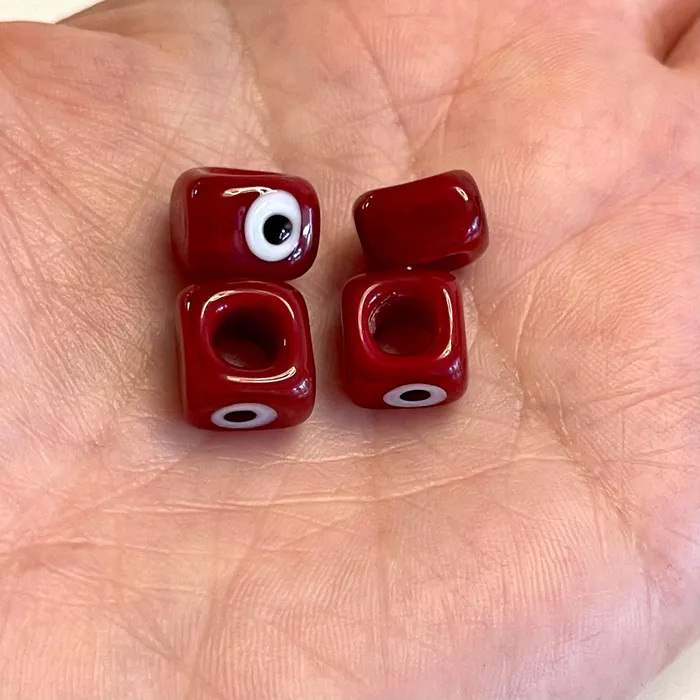 Earrings Peppy Beads Dark RedHand Made Large Hole Murano Glass Evil Eye Beads 4 Pcs in a pack Earrings Peppy Beads Dark RedHand Made Large Hole Murano Glass Evil Eye Beads 4 Pcs in a pack