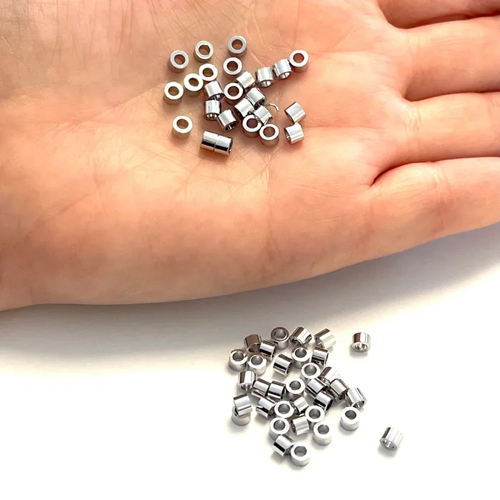 Earrings Peppy Beads Rhodium Plated 4mm Rondelle Spacers 25 pcs in a pack