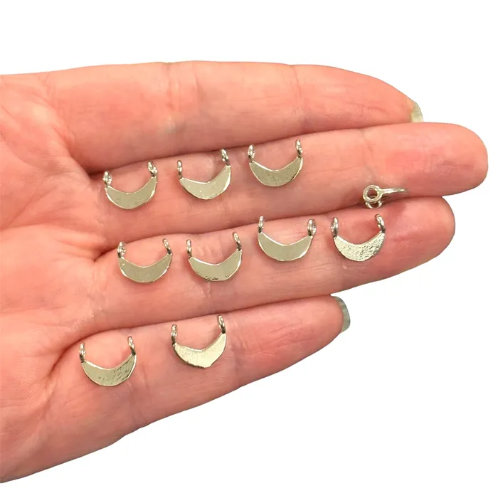 Earrings Peppy Beads Rhodium Plated Crescent Double Hole Spacer Charms 5 pcs in a pack Earrings Peppy Beads Rhodium Plated Crescent Double Hole Spacer Charms 5 pcs in a pack