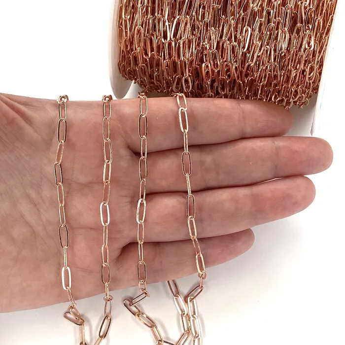 Earrings Peppy Beads Rose Gold Plated Brass Paperclip Chain 95x35 mm Rose Gold Plated Chain Earrings Peppy Beads Rose Gold Plated Brass Paperclip Chain 95x35 mm Rose Gold Plated Chain
