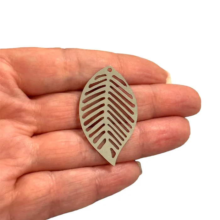 Earrings Peppy Beads Stainless Steel Leaf Charm Laser Cut Leaf Charm