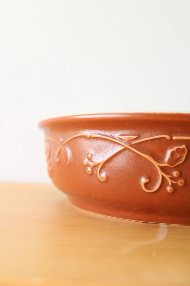 Earrings Pfaltzgraff Pfaltzgraff Mission Flower Rust Brown Circular Serving Dish 9