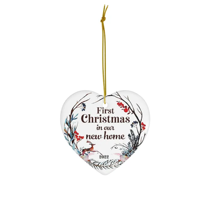 Earrings Portraits and Miniatures by NC First Christmas in Our Home Ceramic Ornament in 3 Shapes