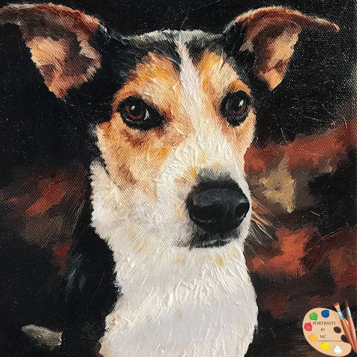 Earrings Portraits by NC Rat Terrier Dog Portrait in Oil
