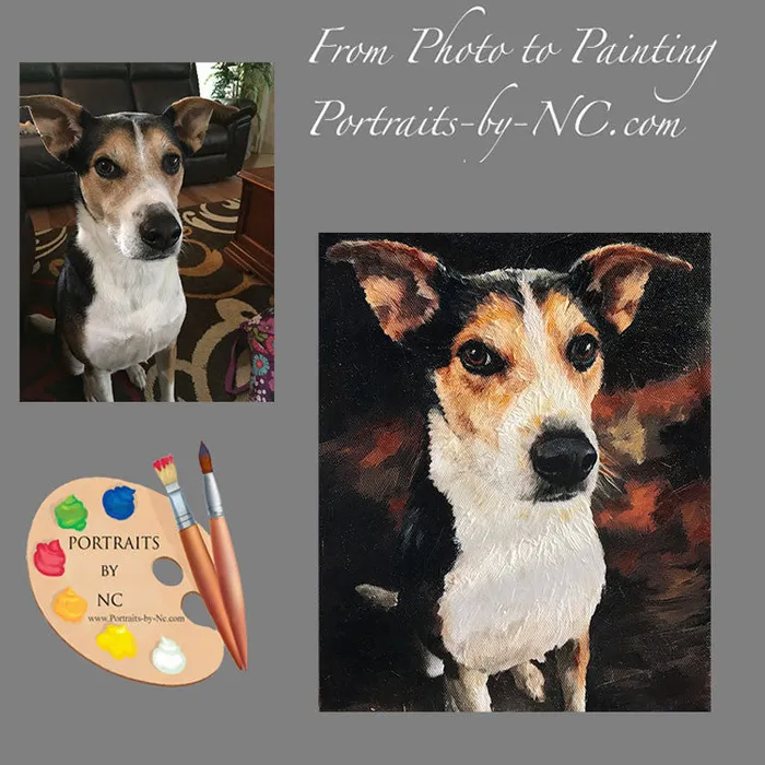 Earrings Portraits by NC Rat Terrier Dog Portrait in Oil