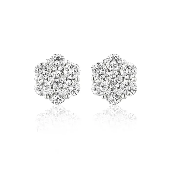 Earrings RACHEL LYNN CHICAGO 18 Karat White Gold Floral Stud Earrings 325cts