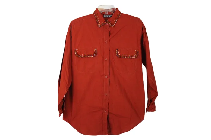 Earrings Retro Retro Burnt Orange Beaded Shirt M