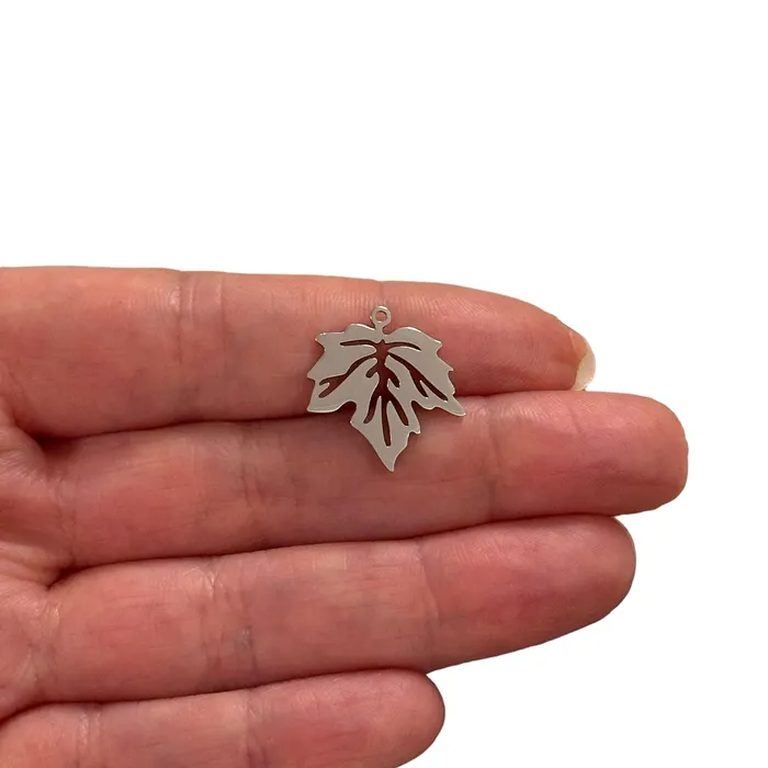 Earrings Stainless Steel Leaf Charm Peppy Beads