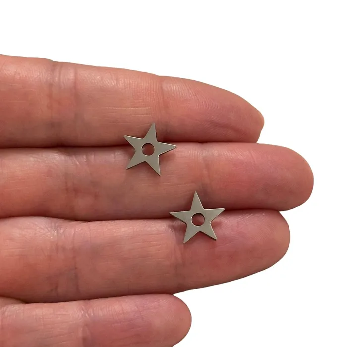 Earrings Stainless Steel Star Charms 2 pcs in a pack Peppy Beads
