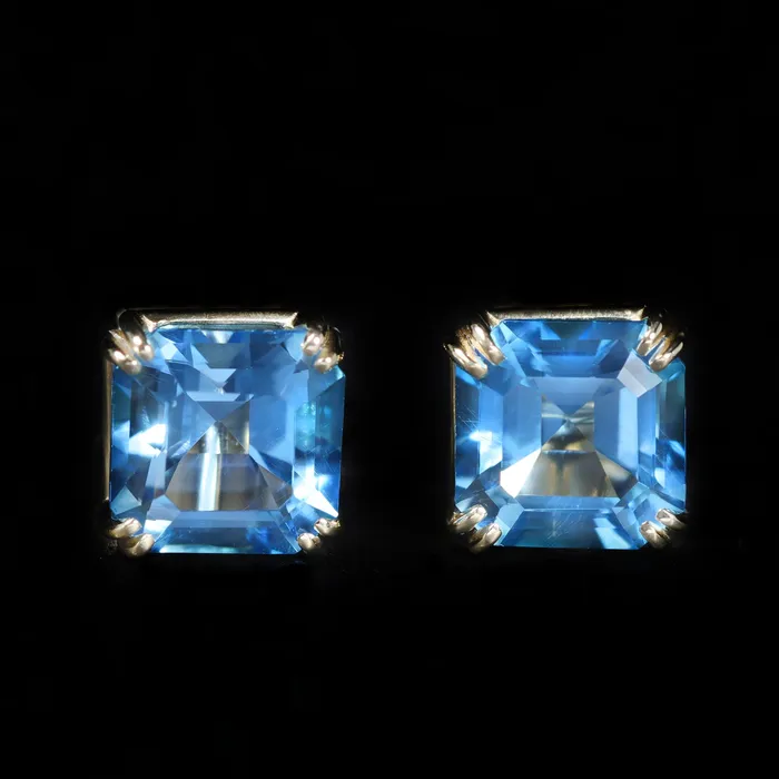 Earrings Stuller 14K Yellow Gold 588 CTW Blue Topaz Stud Earrings