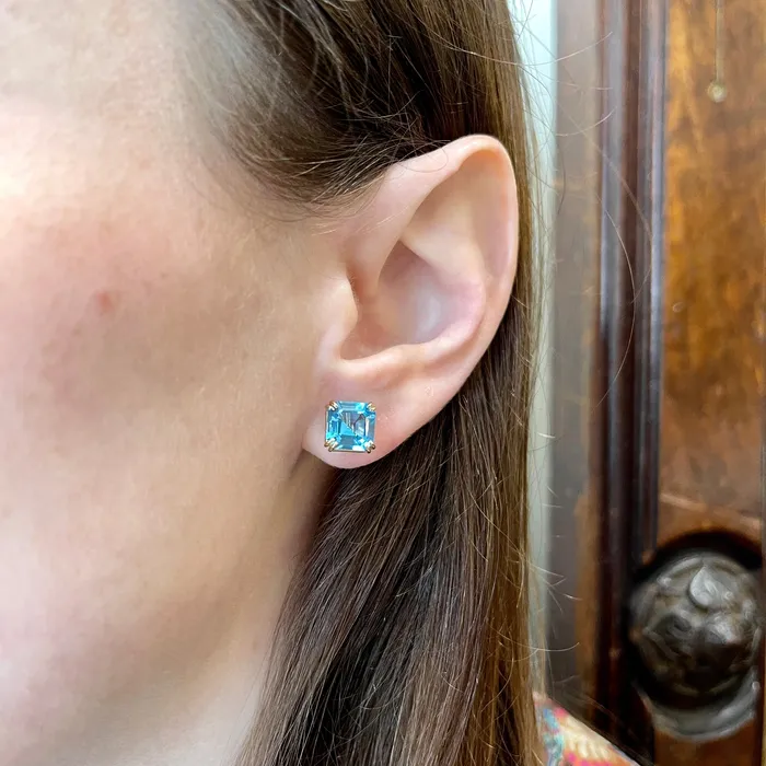 Earrings Stuller 14K Yellow Gold 588 CTW Blue Topaz Stud Earrings