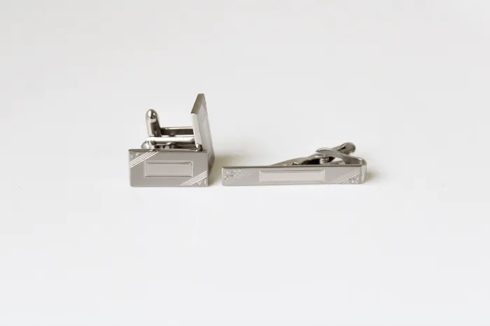 Earrings SWANK The Hub Clothiers Swank Silver Cuff Links Tie Clip
