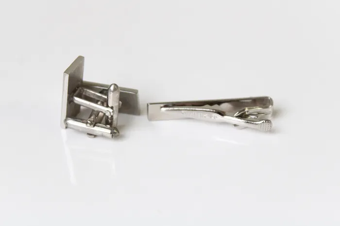 Earrings SWANK The Hub Clothiers Swank Silver Cuff Links Tie Clip