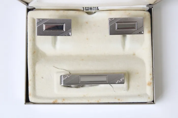 Earrings SWANK The Hub Clothiers Swank Silver Cuff Links Tie Clip