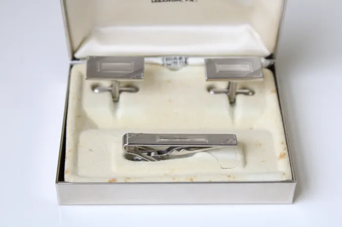 Earrings SWANK The Hub Clothiers Swank Silver Cuff Links Tie Clip