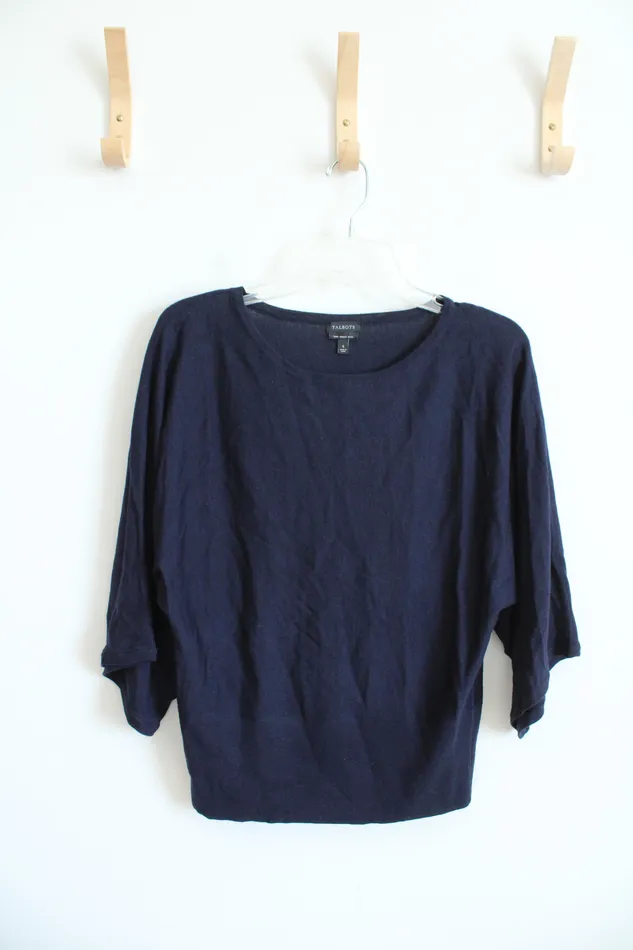Earrings Talbots Talbots Navy Wide Sleeve Pure Merino Wool Top S