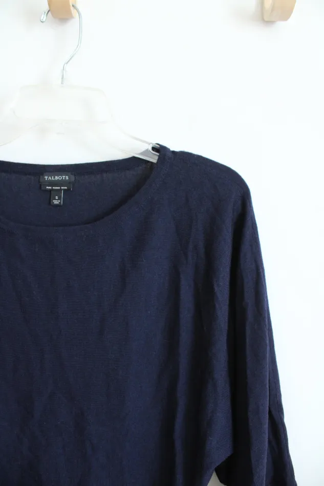 Earrings Talbots Talbots Navy Wide Sleeve Pure Merino Wool Top S