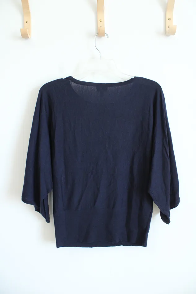 Earrings Talbots Talbots Navy Wide Sleeve Pure Merino Wool Top S