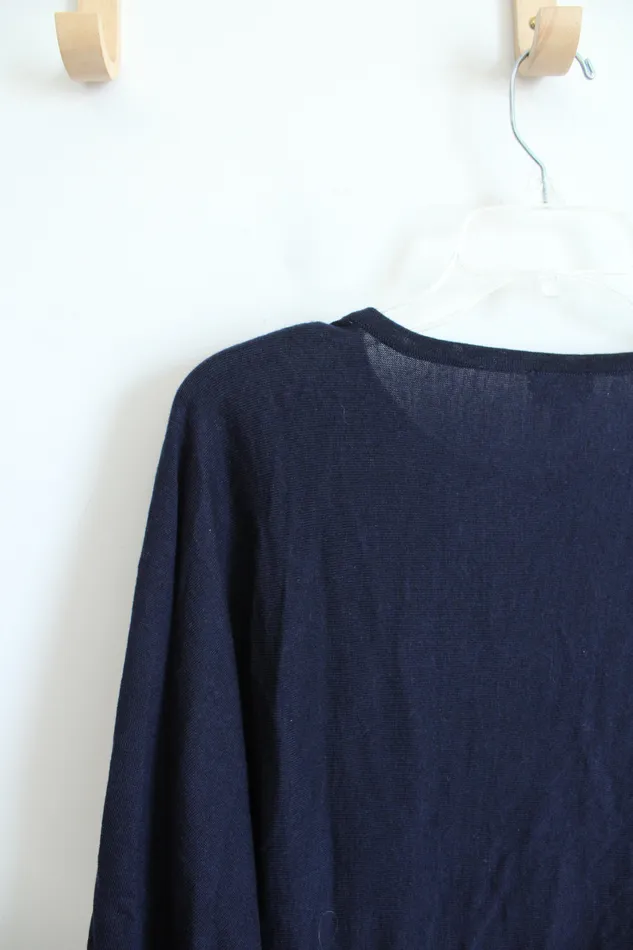 Earrings Talbots Talbots Navy Wide Sleeve Pure Merino Wool Top S