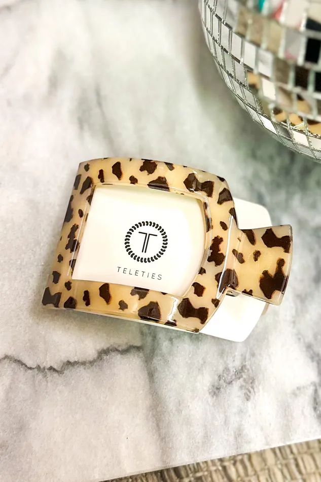 Earrings Teleties Medium Flat Square Clip Blonde Tortoise Teleties Faire