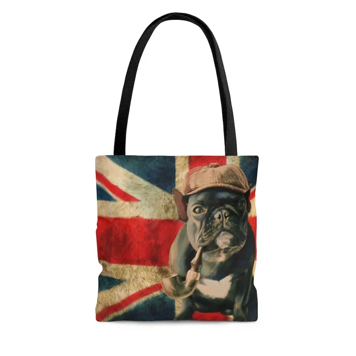 Earrings Tote Bag French Bulldog Smoking Pipe Portraits by NC