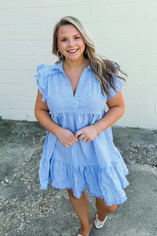 Earrings Umgee Happy To Be Here Striped Tiered Dress