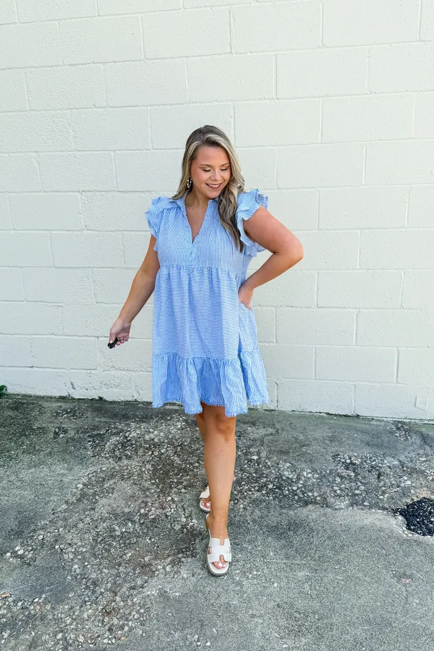 Earrings Umgee Happy To Be Here Striped Tiered Dress
