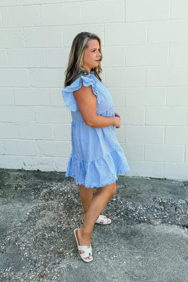 Earrings Umgee Happy To Be Here Striped Tiered Dress