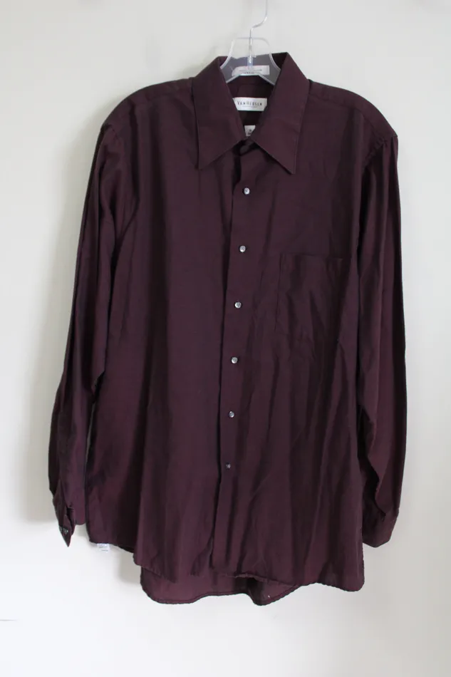 Earrings Van Heusen Van Heusen Pique Burgundy Button Down Shirt 16 3435