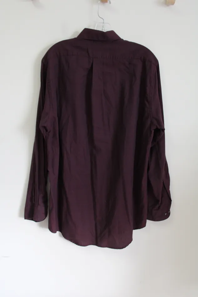 Earrings Van Heusen Van Heusen Pique Burgundy Button Down Shirt 16 3435