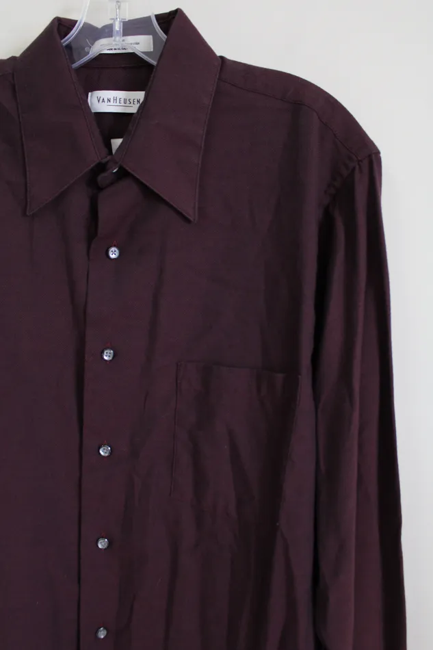 Earrings Van Heusen Van Heusen Pique Burgundy Button Down Shirt 16 3435