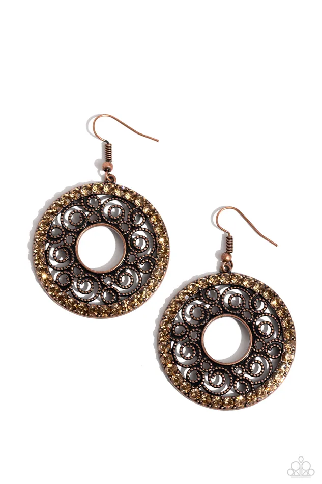 Earrings Whirly Whirlpool Copper Paparazzi Accessories