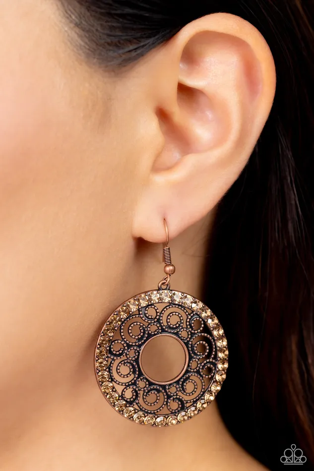 Earrings Whirly Whirlpool Copper Paparazzi Accessories