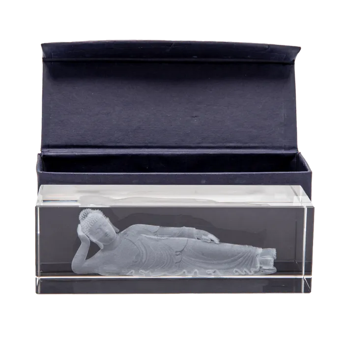 Eastern Elm Earrings Etched Crystal Reclining Buddha