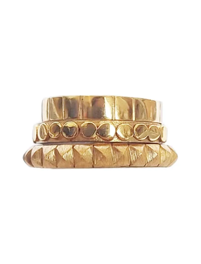 Erika Pea Rings Isi MidiRing Embossed Lines Pyramid Set