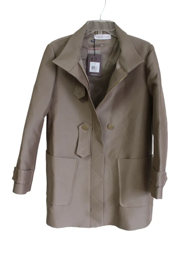 Etienne Aigner Earrings NEW Etienne Aigner Tan Trench Khaki Wool Coat 6
