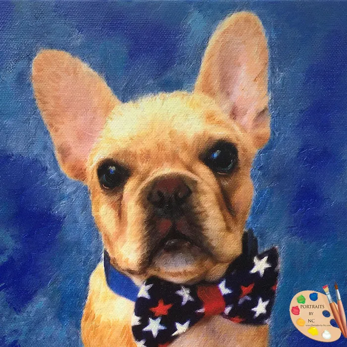 French Bulldog Puppy Oil Portrait Portraits by NC Necklaces