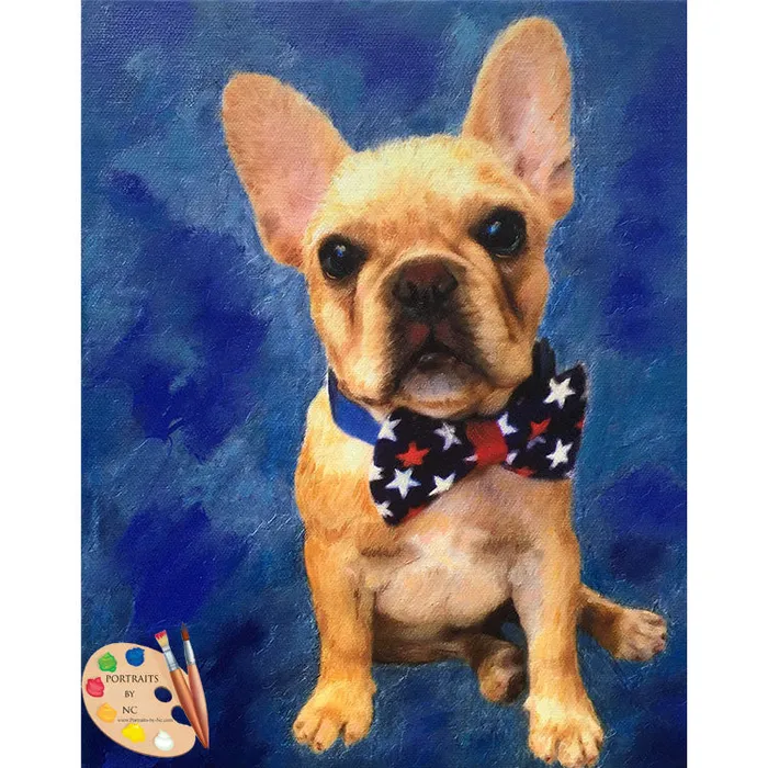 French Bulldog Puppy Oil Portrait Portraits by NC Necklaces
